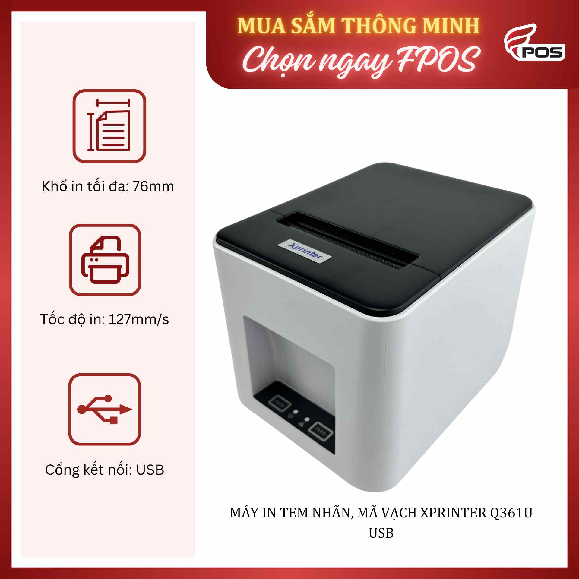 Máy in mã vạch Xprinter Q361U