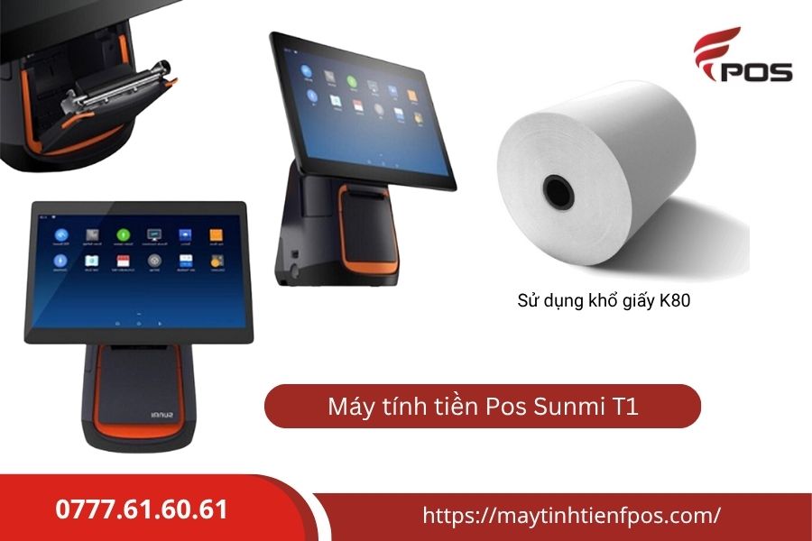 Máy tính tiền tích hợp sẵn máy in bill