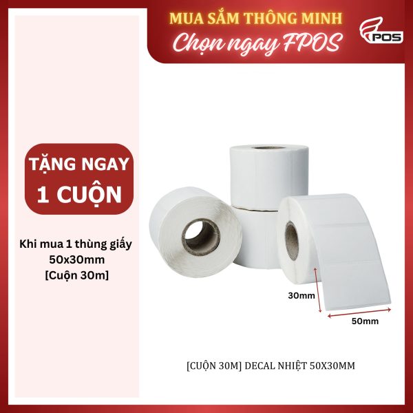 decal nhiệt 50x30mm cuộn 30m