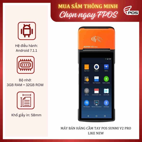 Máy POS bán hàng cầm tay Sunmi V2pro