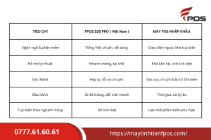 So sánh FPOS S39 Pro với máy POS nhập khẩu