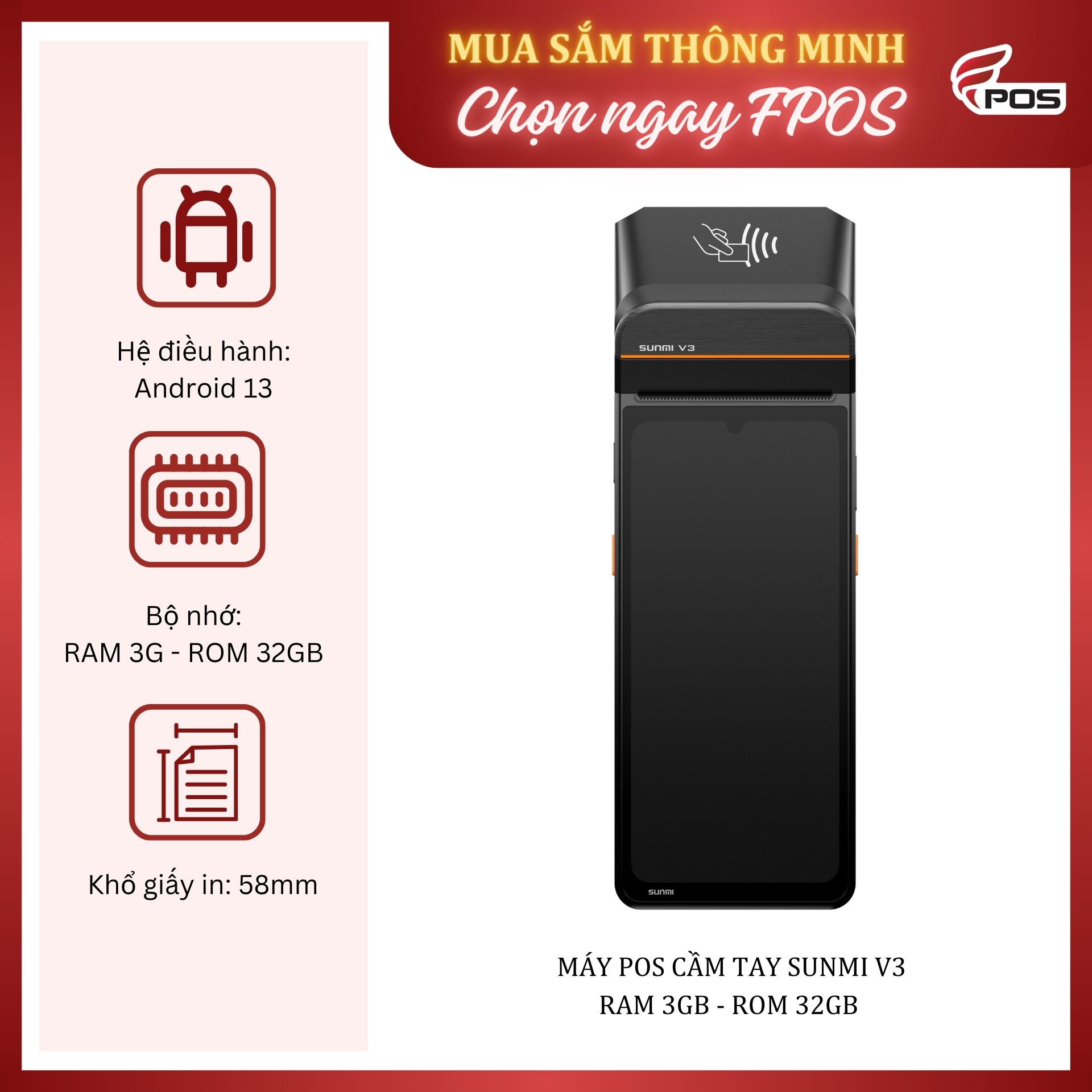 Máy POS Cầm Tay Sunmi V3