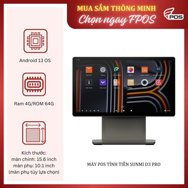 Máy POS Cảm Ứng SUNMI D3 PRO [1 màn hình]