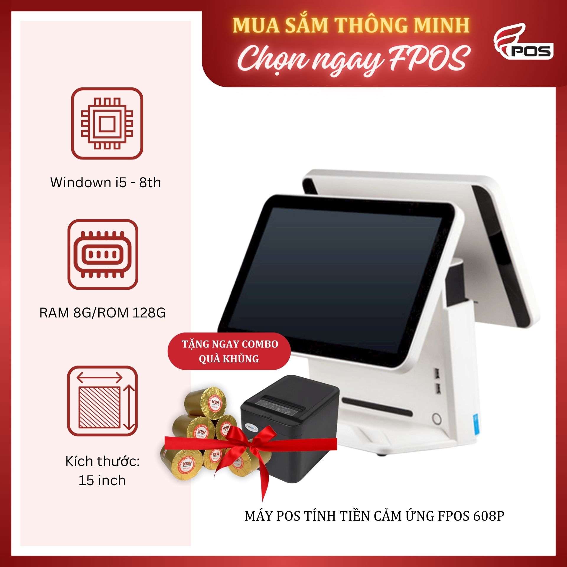 Máy POS tính tiền cảm ứng FPOS 608P
