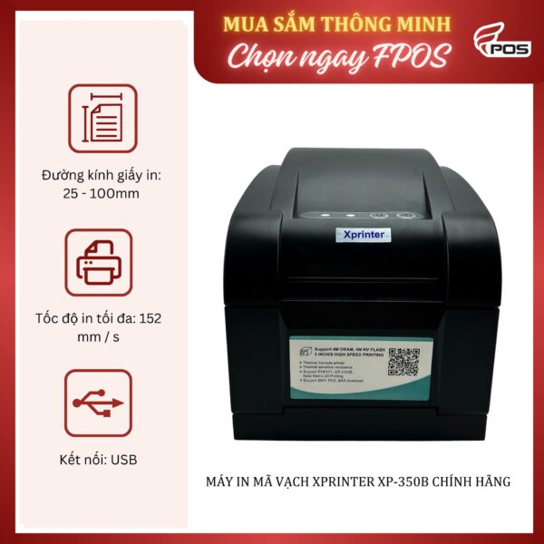 Máy in mã vạch Xprinter XP-350B Cổng USB