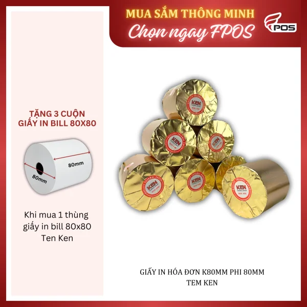 [Thùng 50] cuộn giấy in nhiệt , giấy in hóa đơn Khổ K80x80