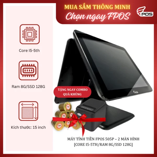 Máy tính tiền FPOS 505P – 2 màn hình