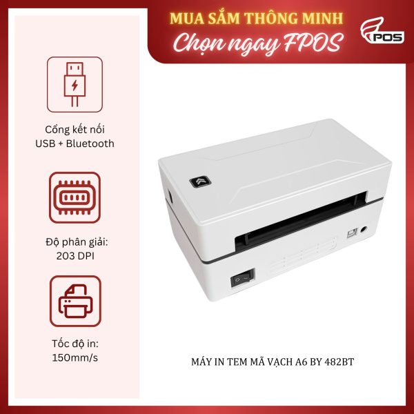Máy In Tem Mã Vạch A6 BY 482BT [USB + Bluetooth]