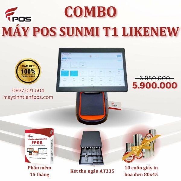 COMBO MÁY POS SUNMI T1 LIKENEW
