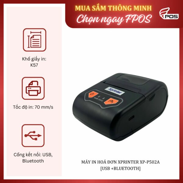 Máy in hoá đơn Xprinter XP-P502A [USB +Bluetooth]