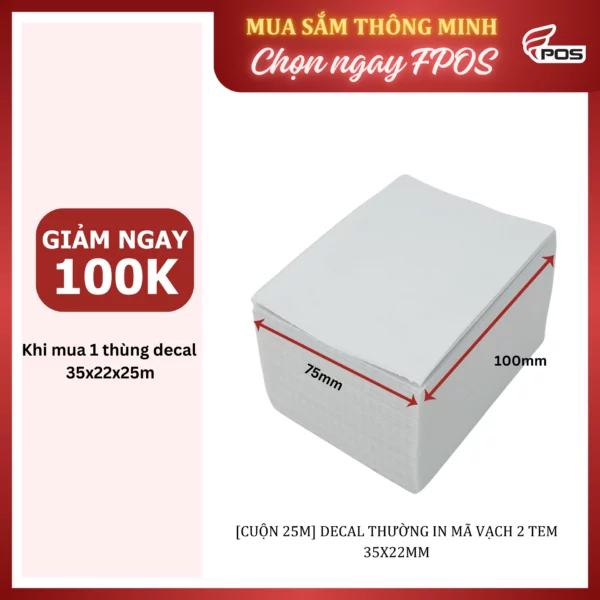 Xấp giấy in mã vạch - decal nhiệt 75x100mm