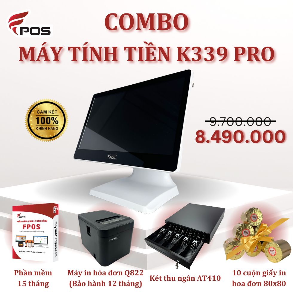 Combo máy tính tiền K339 Pro
