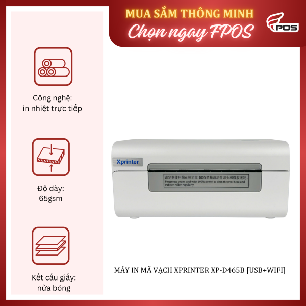 Máy In Mã Vạch Xprinter XP-D465B [USB+WIFI]