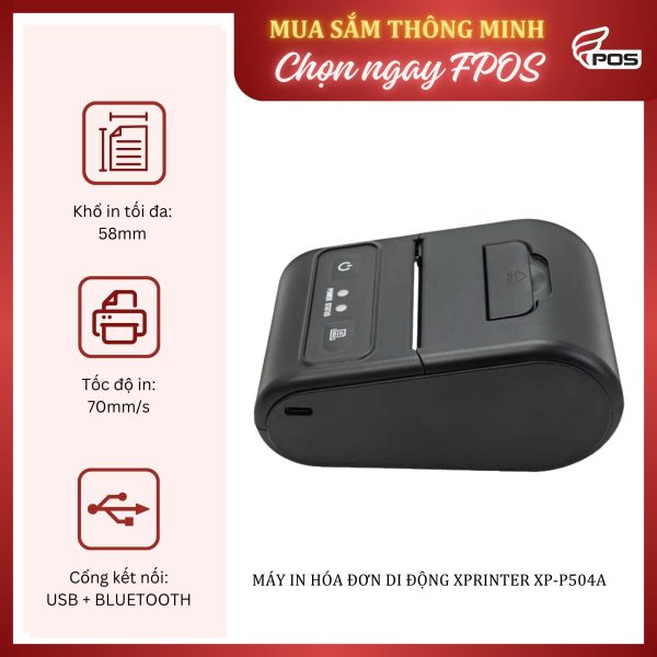 Máy in hóa đơn di động Xprinter XP-P504A