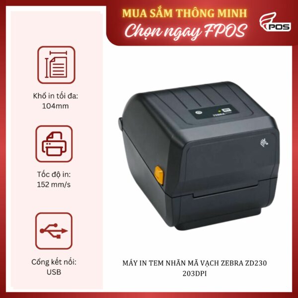Máy in tem nhãn mã vạch Zebra ZD230