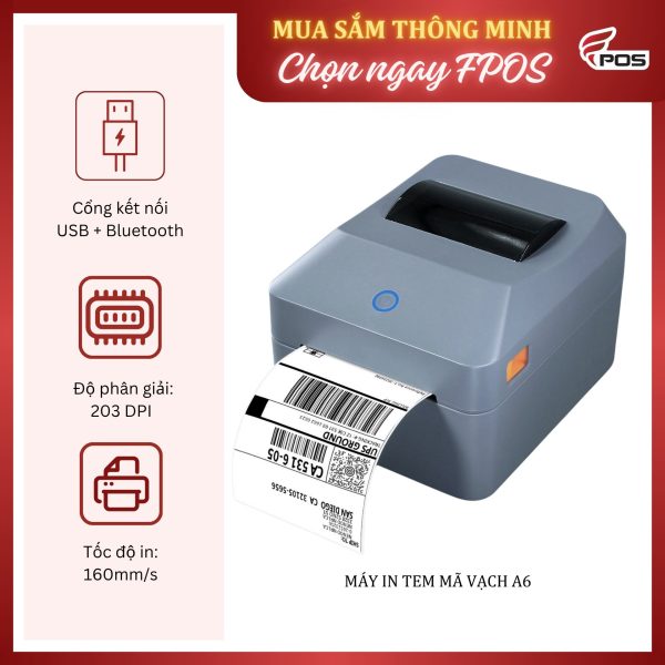 Máy In Tem Mã Vạch A6 [USB + Bluetooth]