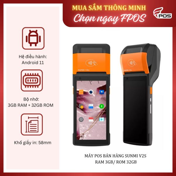 Máy POS bán hàng cầm tay SUNMI V2s