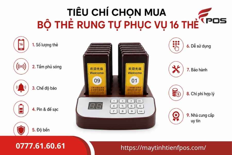 Bộ Thẻ Rung Tự Phục Vụ 16 Thẻ